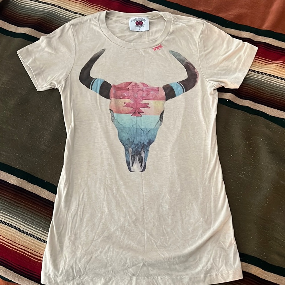 Cow skull serape shirt
